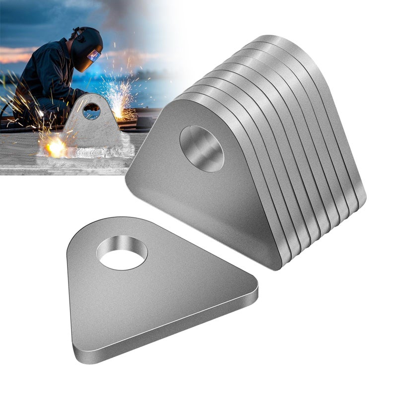 OywhC Weld on Tabs, Steel Shock Basic Weld Tab, Universal Weld on Tabs Flat Bottom Mount with a 1/2"" Hole.1-8/9"" Height, 2-2/7"" Wide, 1/5"" Thick Pack Of 10 Tabs Steel Mounting Bracket OywhC-6 - Image 1